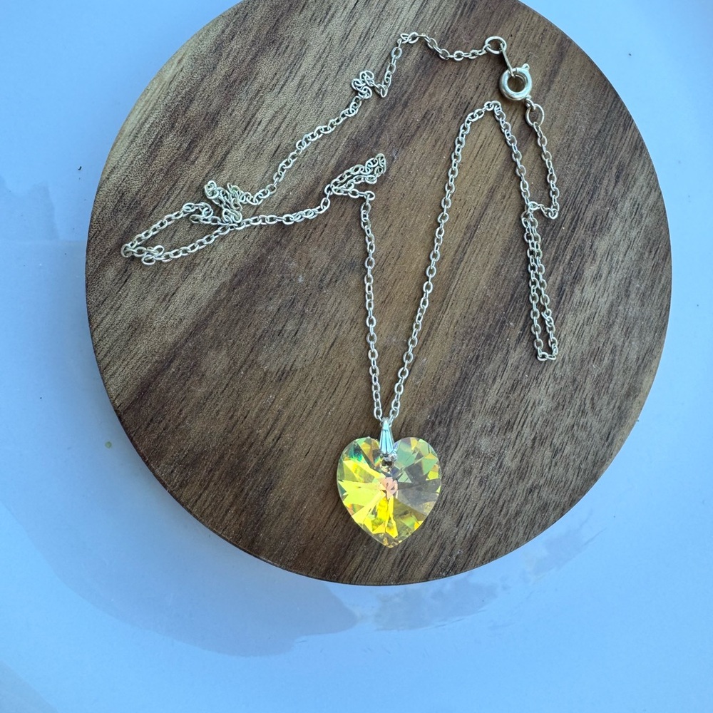 Heart-Shaped Crystal Pendant Necklace